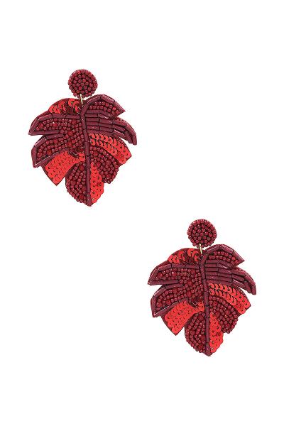 Tropical Bead Sequin Leaf Earring