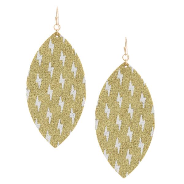 Glitter Lightning Bolt Print Dangle Earring