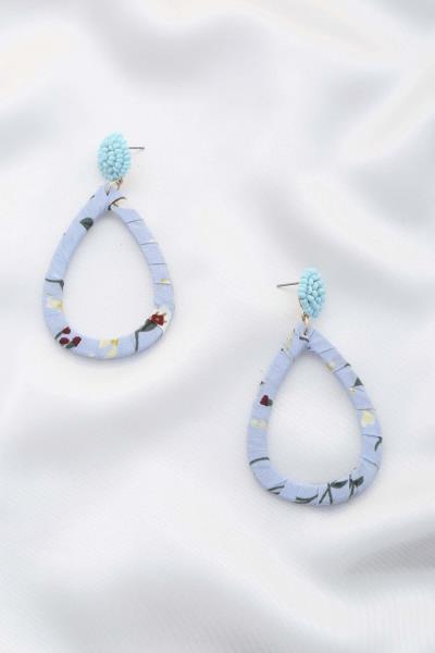 Floral Print Teardrop Dangle Earring