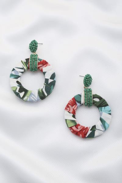 Print Fabric Wrap Hoop Dangle Earring