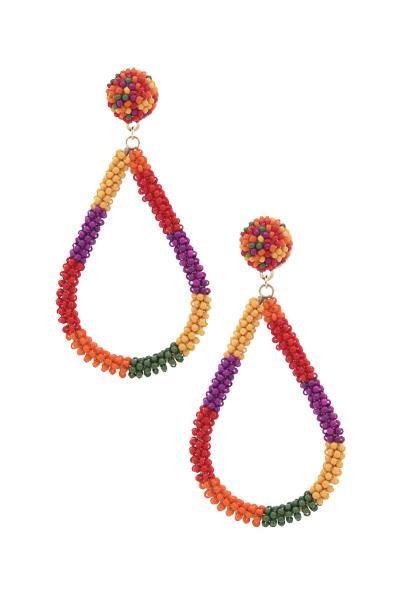 Seed Bead Teardrop Shape Post Drop Earring