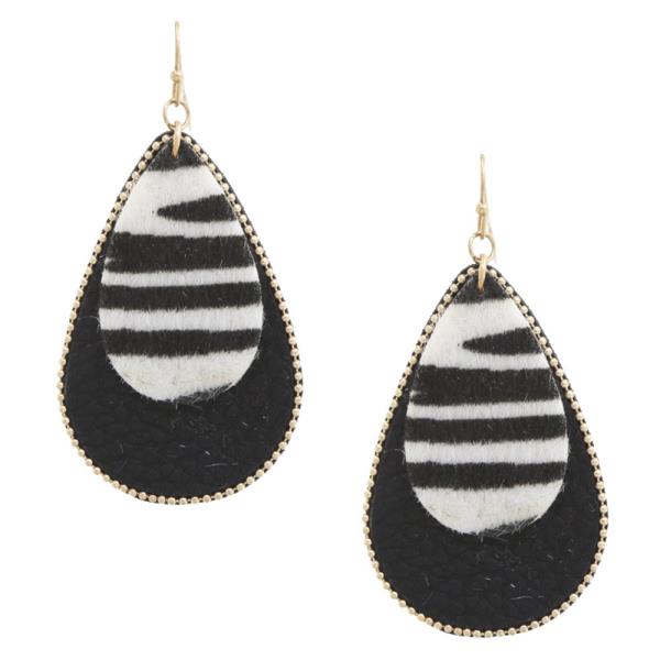 Animal Print Double Teardrop Shape Earring