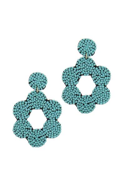 Flower Shape Beaded Post Drop Earring