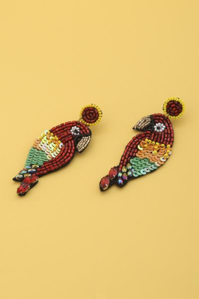 Macaw Bird Sequin Dangle Earring
