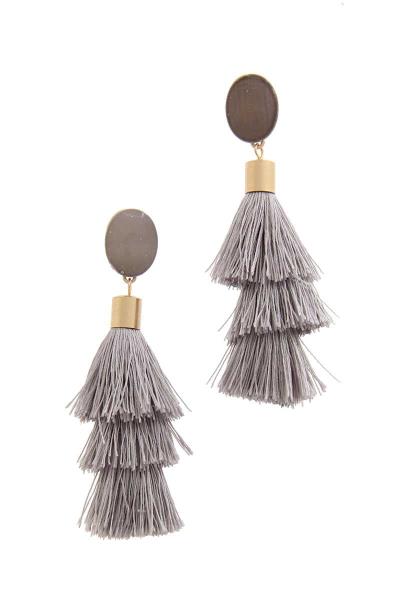 Double Tassel Post Drop Earring