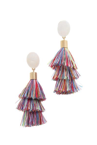 Double Tassel Post Drop Earring