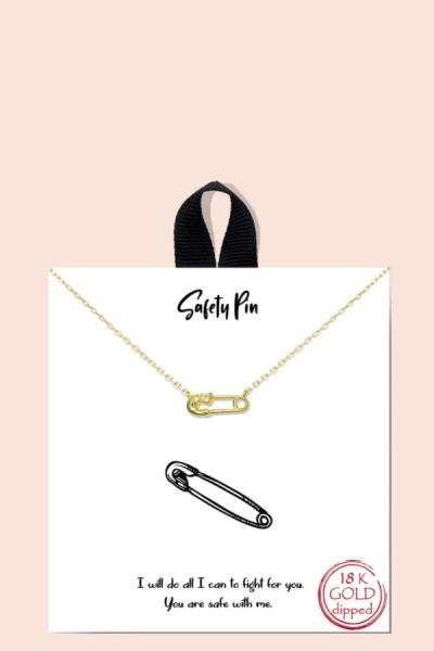 BLB Safety Pin Clothing Pin Message Necklace