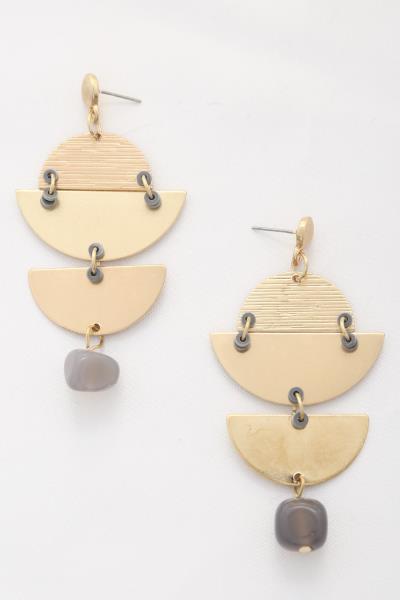 Stone Metal Dangle Earring