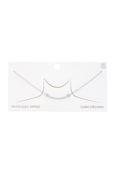 RHINESTONE CURVE BAR DAINTY SHORT NECKLACE