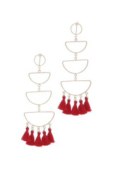 Multi Half Circle Tassel Post Drop Earring