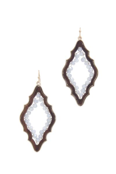 Moroccan Shape Edge Beaded Drop Earring