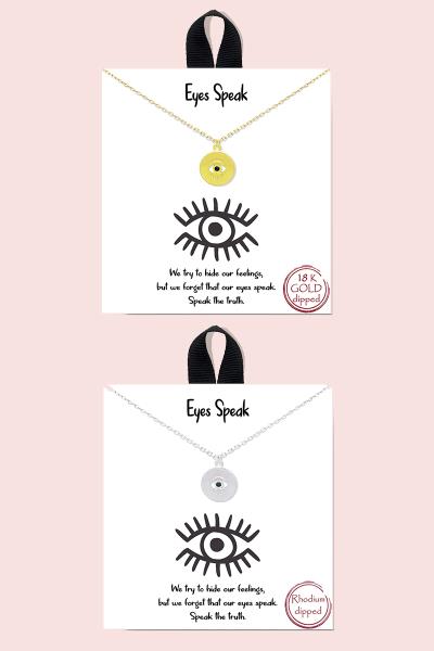 18K GOLD RHODIUM DIPPED EYES SPEAK NECKLACE