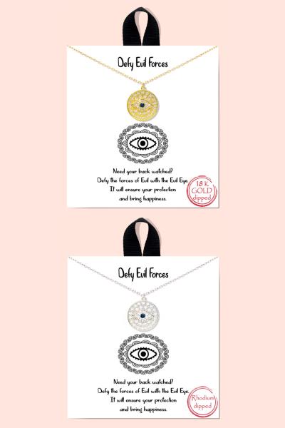 BLB DEFY EVIL FORCES EYE PENDANT MESSAGE NECKLACE