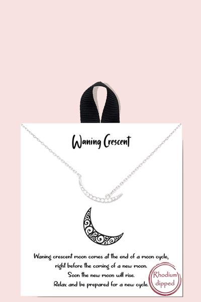 18K Gold Rhodium Dipped Waning Crescent Necklace
