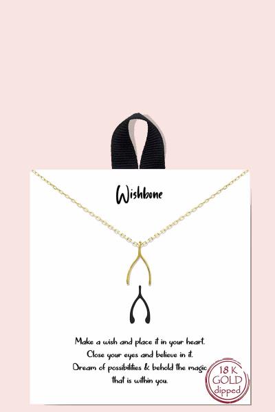 18K GOLD RHODIUM DIPPED WISHBONE NECKLACE
