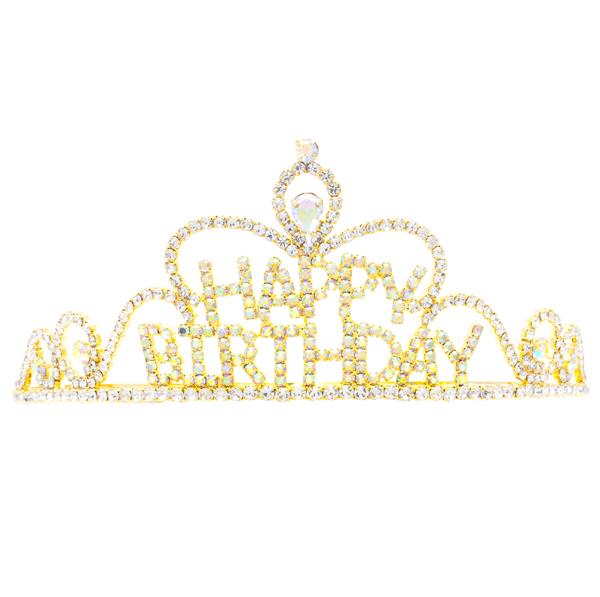 STYLISH HAPPY BIRTHDAY RHINESTONE TIARA