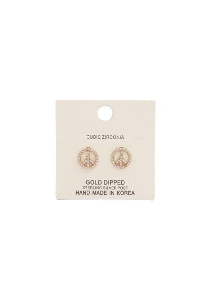 Peace Sign Rhinestone Stud Earring