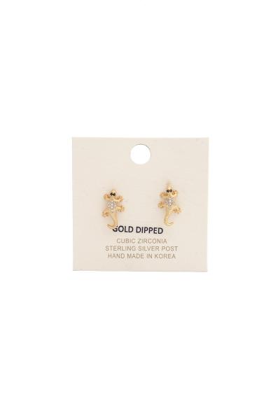 Gold Dipped Dainty Gecko Stud Earring
