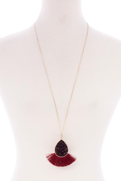 Animal Print Teardrop Tassel Pendant Long Necklace