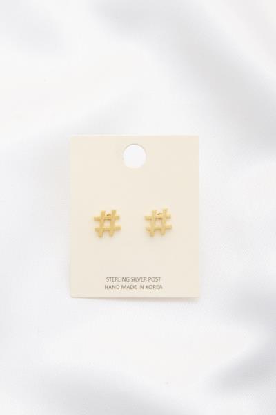 Hashtag Stud Earring