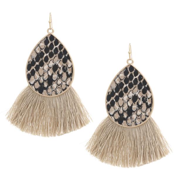 Snake Pattern Teardrop Tassel Dangle Earring