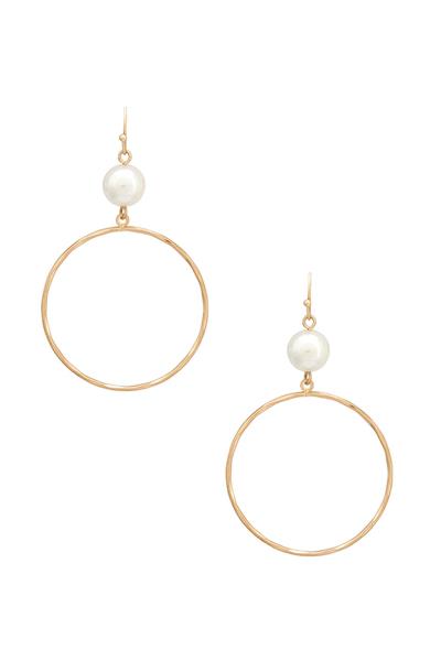 Pearl Open Hoop Drop Hook Earring