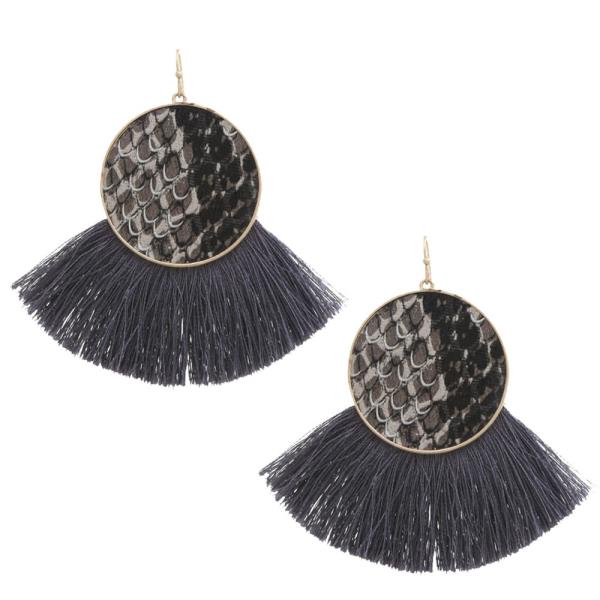 Snake Pattern Round Tassel Dangle Earring