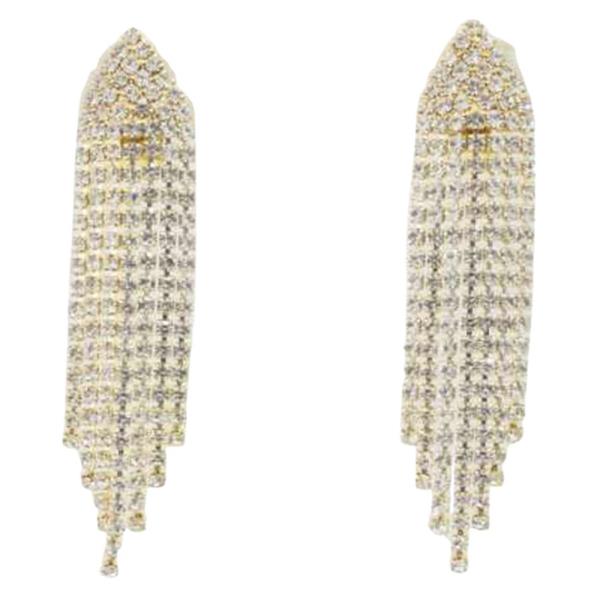 Rhinestone Clip On Chain Fringe Dangle Earring
