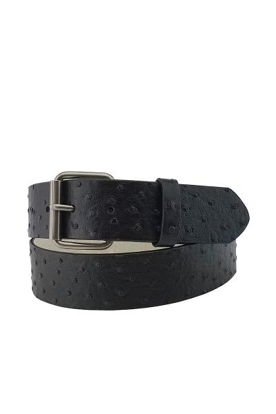 OSTRICH PRINT VEGAN LEATHER BELT STRAP WITH SNAPS