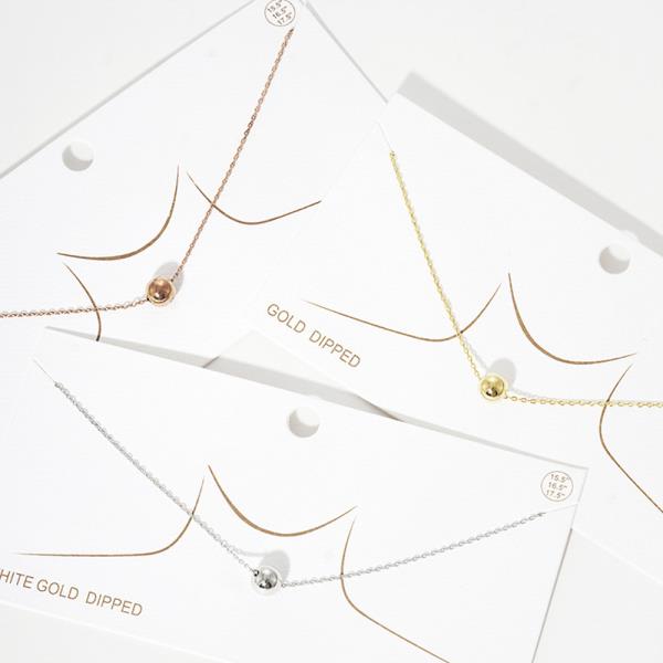 BALL BEAD WHITE GOLD DIPPED NECKLACE