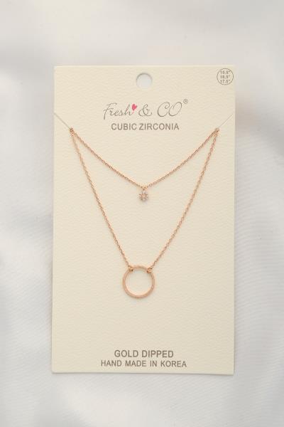 CUT OUT CIRCLE METAL LAYERED NECKLACE