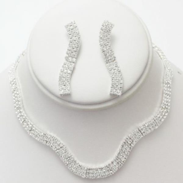 Wavy Rhinestone Bridal Necklace