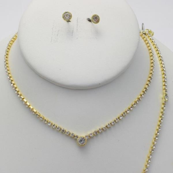 DAINTY RHINESTONE BRACELET NECKLACE SET