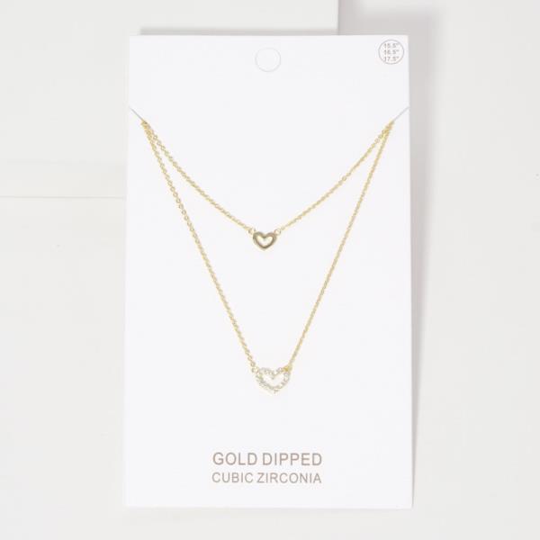 DAINTY DOUBLE HEART LAYERED NECKLACE