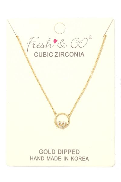 CUTOUT CIRCLR HEART CHARM NECKLACE