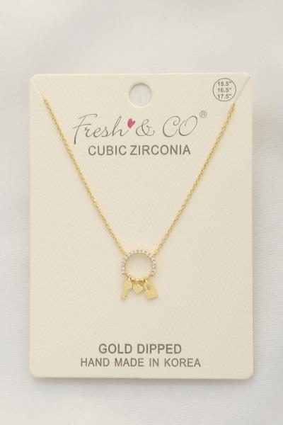 DAINTY LOCK KEY CHARM GOLD DIPPED NECKLACE