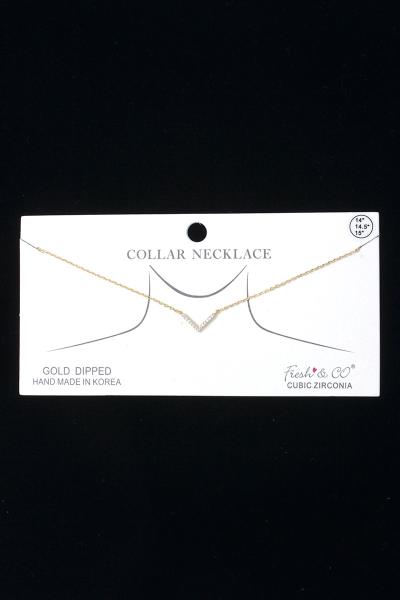 Rhinestone V Shape Collar Necklace