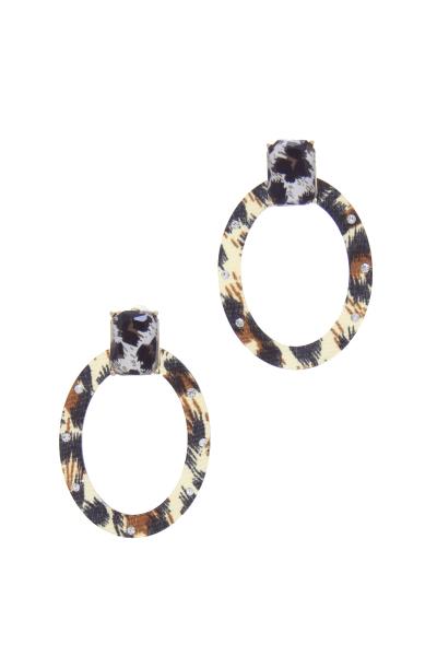 Animal Print Oval Shape Post Earring