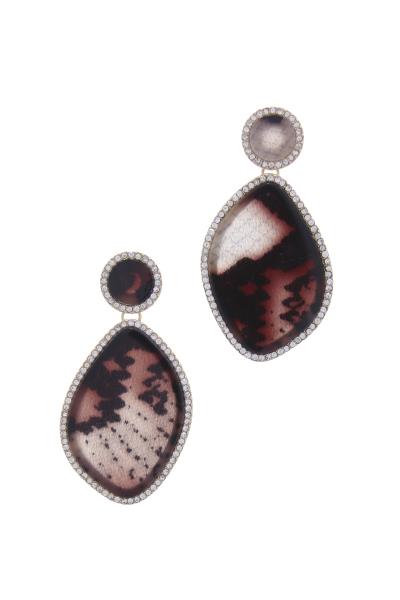Animal Print Pattern Rhinestone Post Drop Earring