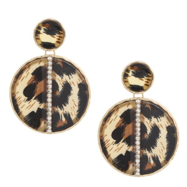 Animal Print Circle Post Drop Earring