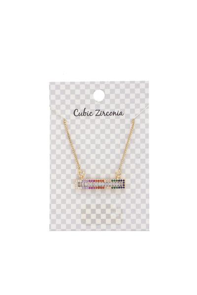 CUBIC ZIRCONIA BAR PENDANT NECKLACE