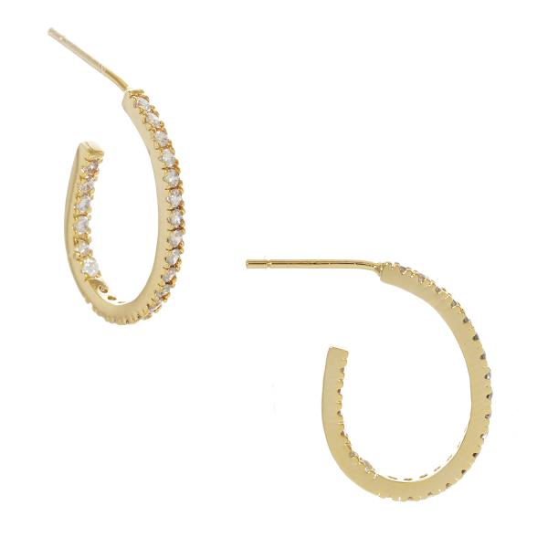 RHINESTONE OVAL HOOP EARRING