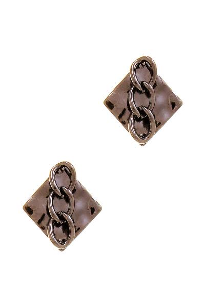 Mini Diamond Shape Triple Link Post Earring