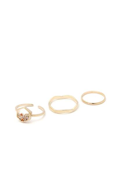SODAJO Hexagon Shape Metal Ring Set