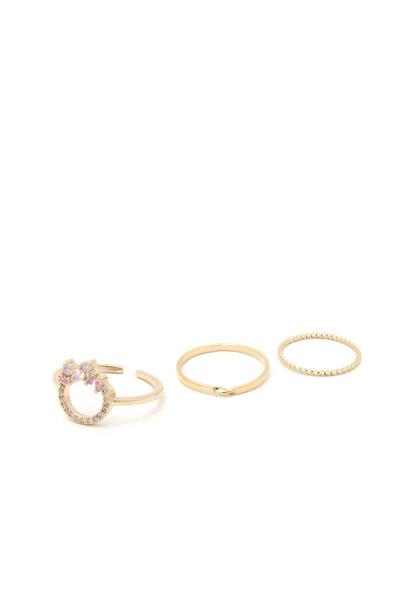 SODAJO Rhinestone Circle Metal Ring Set