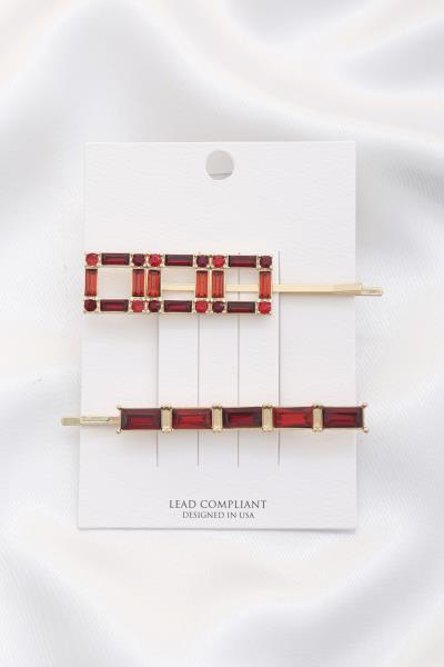 RHINESTONE RECTANGLE HAIR PIN SET