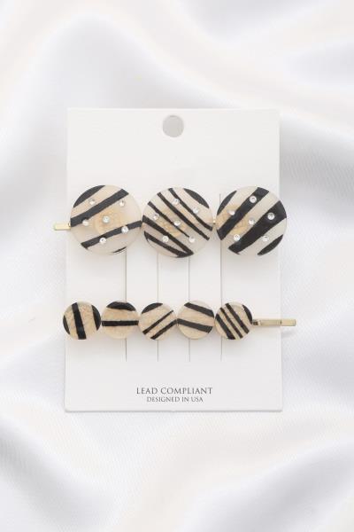 ROUND CRYSTAL HAIR PIN SET