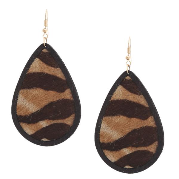 Animal Print Teardrop Genuine Leather Earring