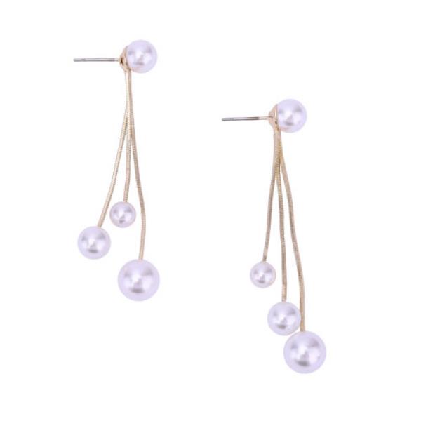 METAL PEARL DANGLE EARRING