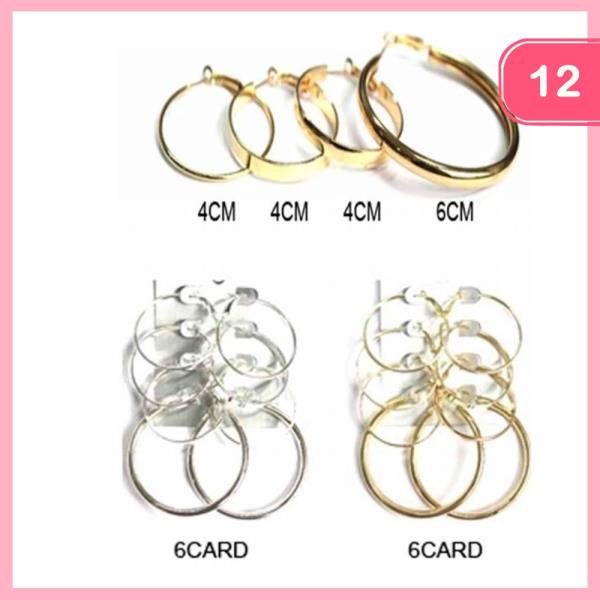 HOOP EARRING 4 PAIR SET (12 UNITS)